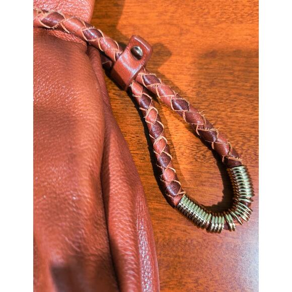 Elliott Lucca Large Soft Leather Bag with Braided Handles, Brown/Gold - Picture 9 of 10